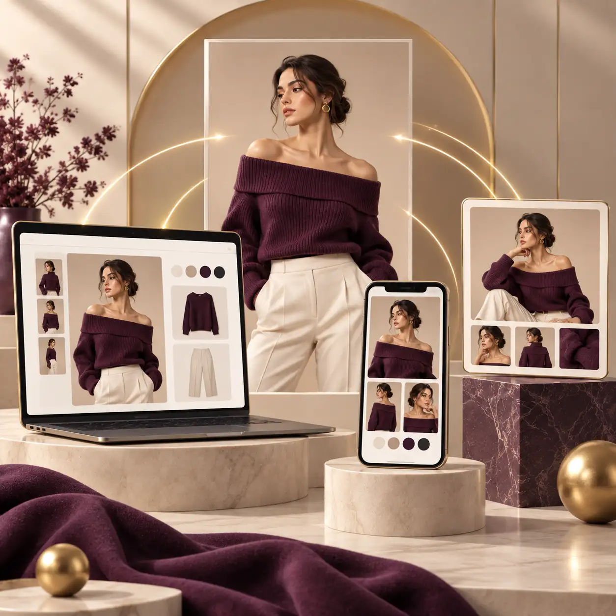 Finished fashion images delivered across desktop mobile and social formats
